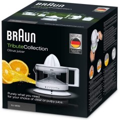 Braun Tribute Collection CJ 3000 Citrus Press - 5 Pulp Control Settings & Reverse Function - Sleek White Design